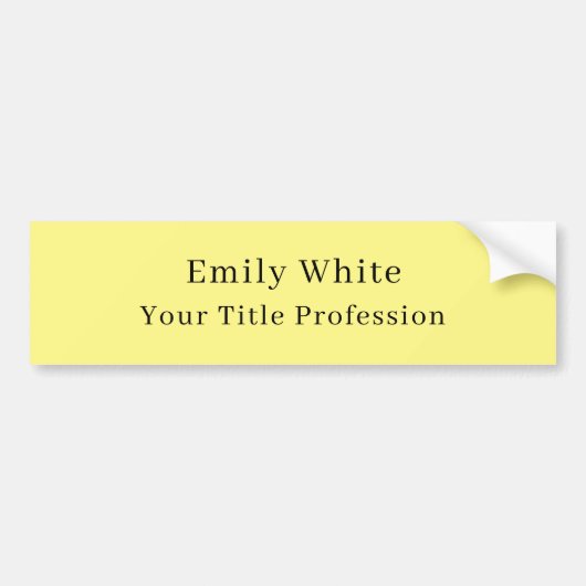 Light Yellow Plain Elegant Professional Modern バンパーステッカー (正面)