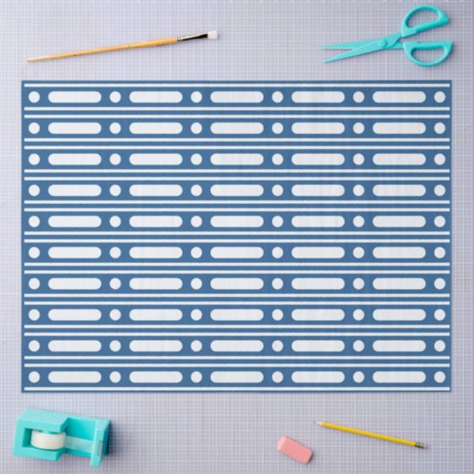 Lighter Blue Bone Inlay Dots Border Decoupage 薄葉紙 (クラフト)