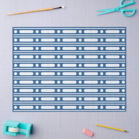 Lighter Blue Bone Inlay Dots Border Decoupage 薄葉紙 (クラフト)