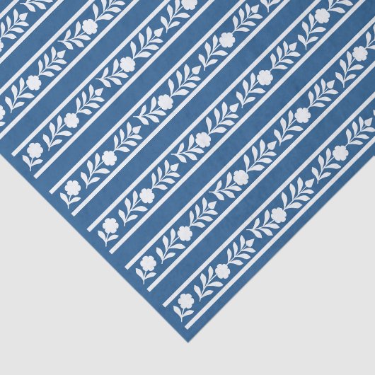 Lighter Blue Bone Inlay Floral Border Decoupage 薄葉紙 (詳細)