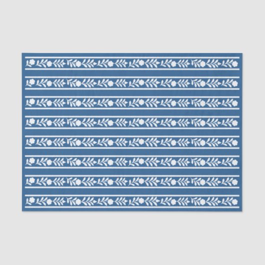 Lighter Blue Bone Inlay Floral Border Decoupage 薄葉紙 (正面)