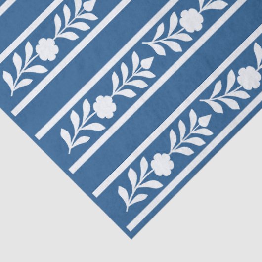 Lighter Blue Bone Inlay Floral Border Decoupage 薄葉紙 (詳細)