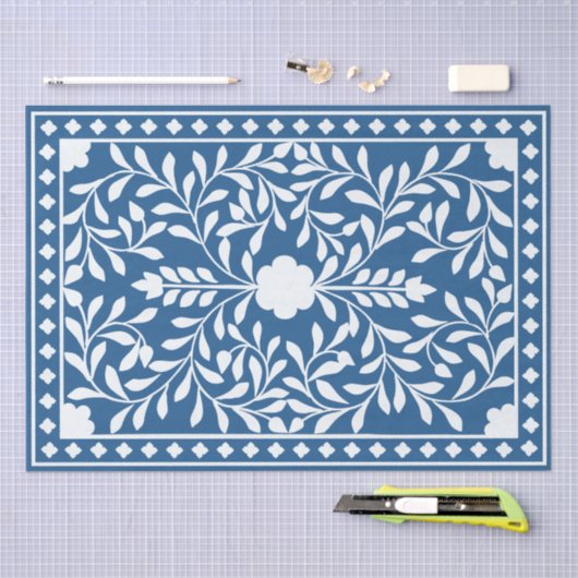 Lighter Blue traditional Bone Inlay Decouapage 薄葉紙 (クラフト)