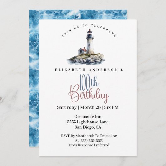 Lighthouse 100th Birthday 招待状 (正面/裏面)