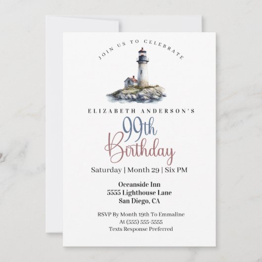 Lighthouse 99th Birthday 招待状 (正面)