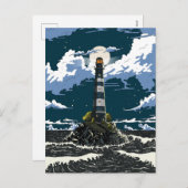 Lighthouse At Night シーズンポストカード (正面/裏面)