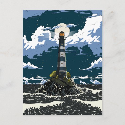Lighthouse At Night ポストカード (正面)