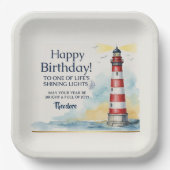 Lighthouse Birthday Shining Light ペーパープレート (正面)