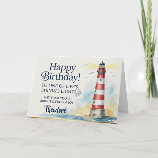 Lighthouse Birthday Shining Light Card  カード (正面)