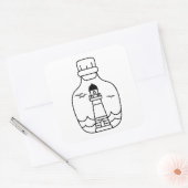 Lighthouse, Black and White Nautical Design 3x3 スクエアシール (封筒)