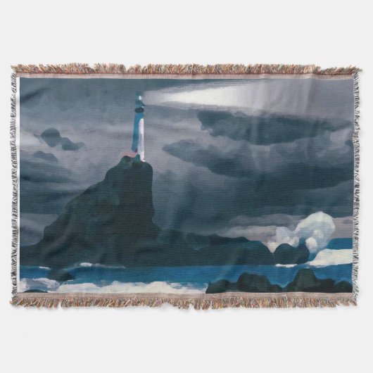 Lighthouse blue blanket スローブランケット (正面)