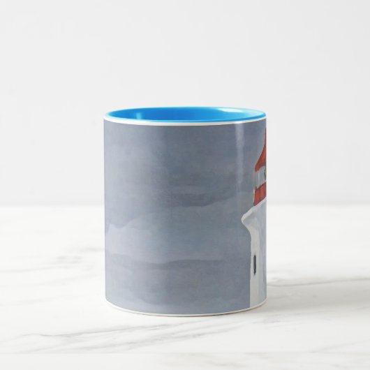 Lighthouse blue iphone ツートーンマグカップ (中央)