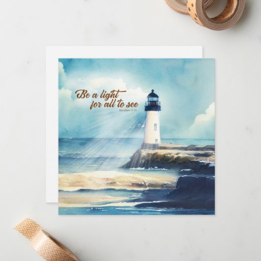 Lighthouse Christian Scripture Mattew Be a Light ノートカード (正面/裏面インサイチュ)