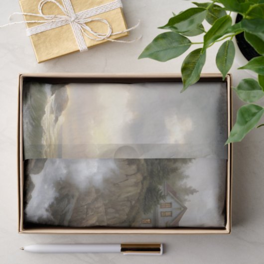 Lighthouse Cottage on Cliff Decoupage 薄葉紙 (ギフト)