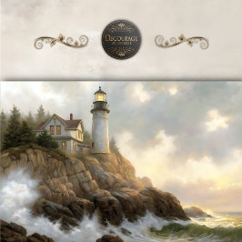 Lighthouse Cottage on Cliff Decoupage 薄葉紙