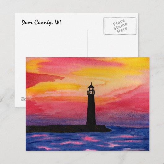 Lighthouse, Door County, WI ポストカード (正面/裏面)