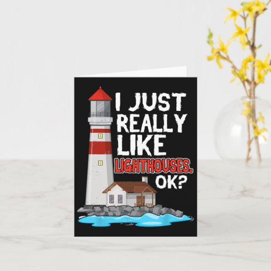 Lighthouse I Just Really Like Lighthouses Seaside  カード (黄色い花)