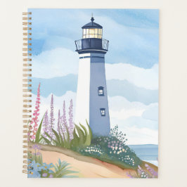 Lighthouse in Bloom | Coastal Watercolor Floral プランナー手帳
