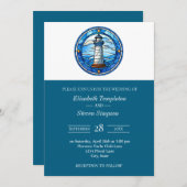 Lighthouse Nautical Wedding Maritime Modern 招待状 (正面/裏面)
