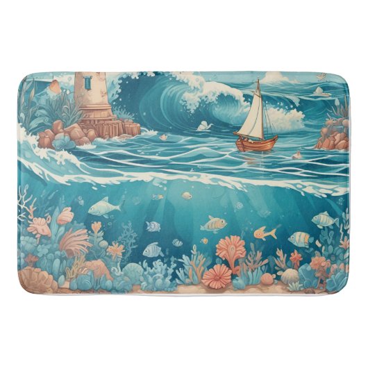 Lighthouse & Ocean Dreamscape  バスマット (正面)