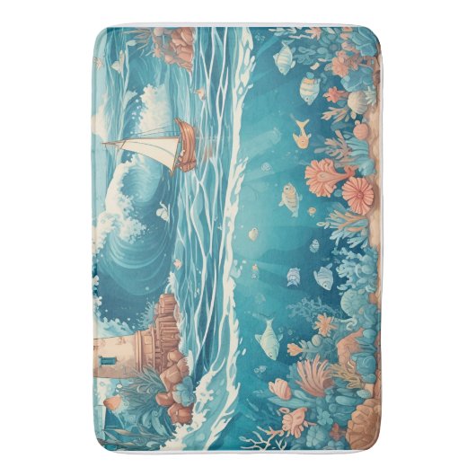 Lighthouse & Ocean Dreamscape  バスマット (正面縦)