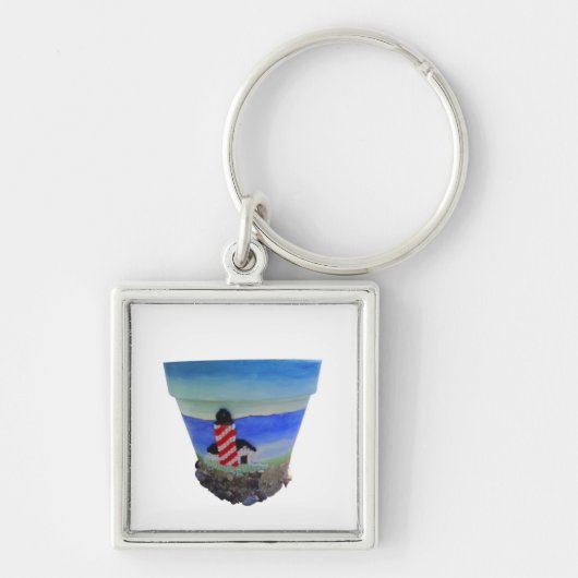 Lighthouse Ocean View Clay Pot Key Chain  キーホルダー (正面)
