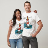Lighthouse Ocean Waves Design – Nautical Coastal  Tシャツ (ユニセックス)