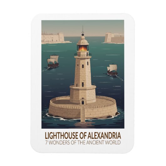 Lighthouse of Alexandria 7 Wonders of the World マグネット (縦)