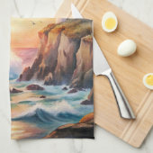 Lighthouse on a Cliff キッチンタオル (四つ折り)