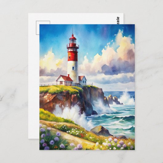 Lighthouse on a Cliff ポストカード (正面/裏面)