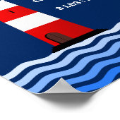 Lighthouse Sailboat Nautical Baby Boy Birth Stats ポスター (角)