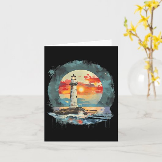 Lighthouse Sailing Sea Beach Boating Seaside House カード (黄色い花)