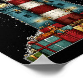 Lighthouse Seaside Christmas Tree Xmas Long Sleeve ポスター (角)