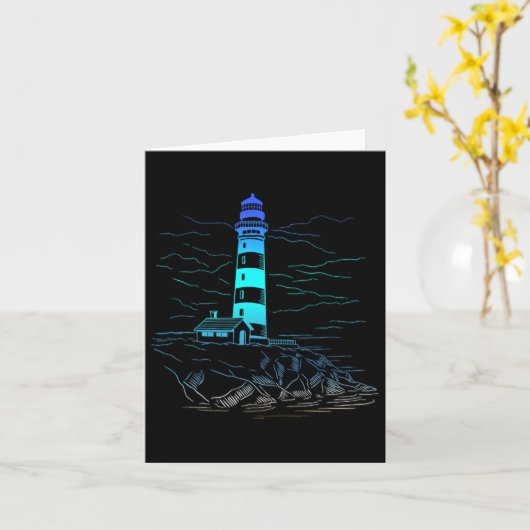 Lighthouse Seaside House Sailing Sea Beach Life Bo カード (黄色い花)