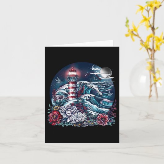 Lighthouse Seaside House Sailing Sea Boating Light カード (黄色い花)