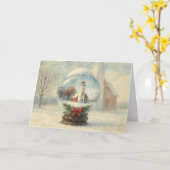 Lighthouse Snow Globe Christmas Holiday Card カード (黄色い花)