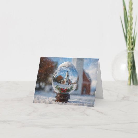 Lighthouse Snowglobe Christmas Holiday Card サンキューカード (正面)