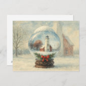 Lighthouse Snowglobe Christmas winter postcard ポストカード (正面/裏面)