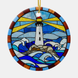 Lighthouse Stained Glass Design セラミックオーナメント