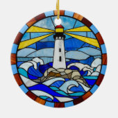 Lighthouse Stained Glass Design セラミックオーナメント (裏面)