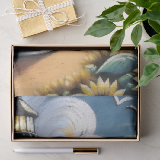 Lighthouse Sunflowers Nautical Decoupage  薄葉紙 (ギフト)