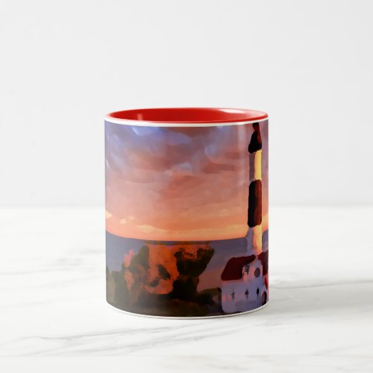 Lighthouse sunrise mug ツートーンマグカップ (中央)