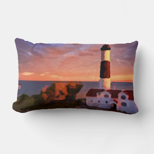 lighthouse sunrise trow pillow ランバークッション (正面)