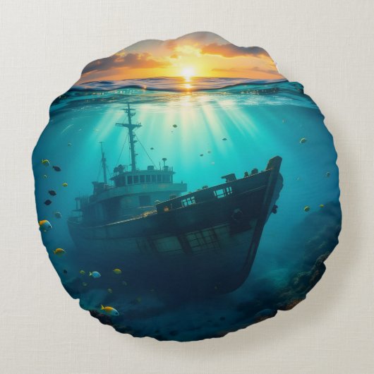 Lighthouse Sunset Pillow ラウンドクッション (裏面)