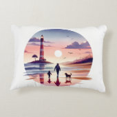 Lighthouse Sunset Walk Coastal Scene アクセントクッション (裏面)
