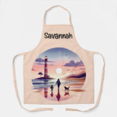 Lighthouse Sunset Walk Coastal Scene エプロン (正面)