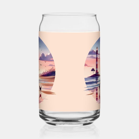 Lighthouse Sunset Walk Coastal Scene ガラス缶 (左)