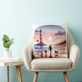 Lighthouse Sunset Walk Coastal Scene クッション (椅子)