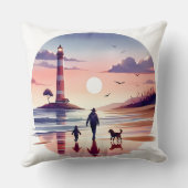Lighthouse Sunset Walk Coastal Scene クッション (裏面)