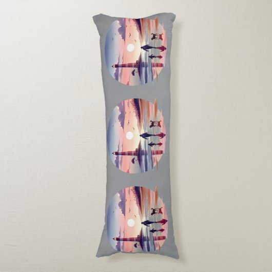 Lighthouse Sunset Walk Coastal Scene ボディピロー (正面縦)